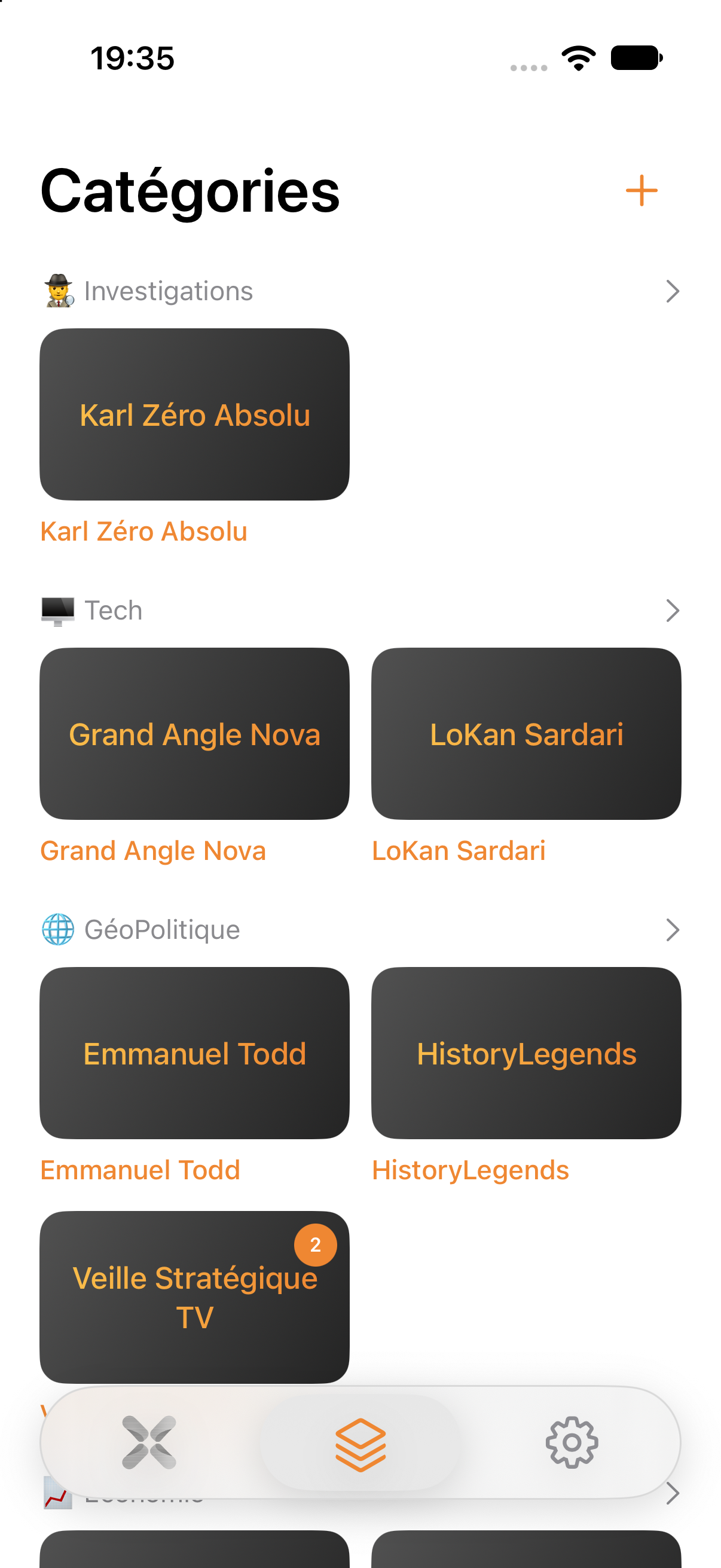 Interface Afflux sur iPhone